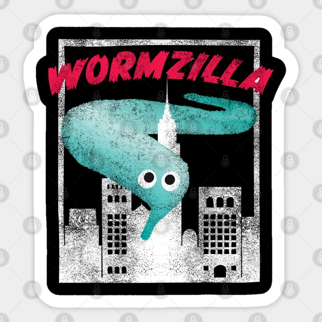 Worm On A String Meme Wormzilla Retro Japanese Style Sticker by YourGoods